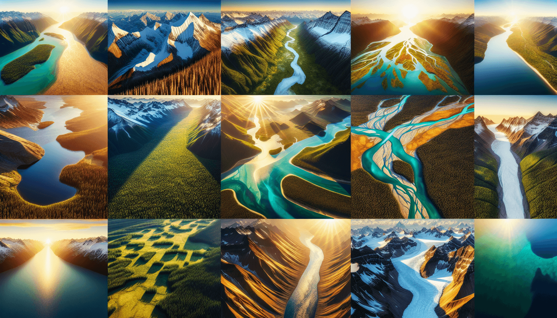 Aerial view of diverse landscapes