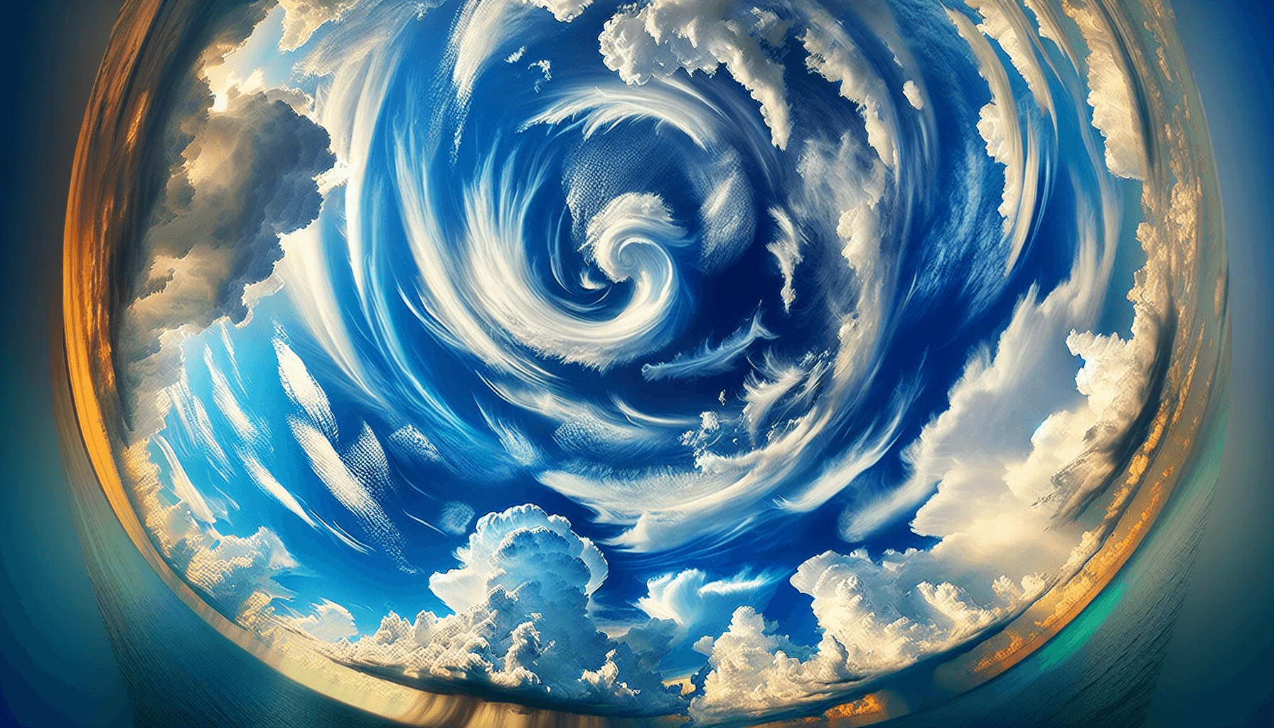 Swirling clouds in blue sky